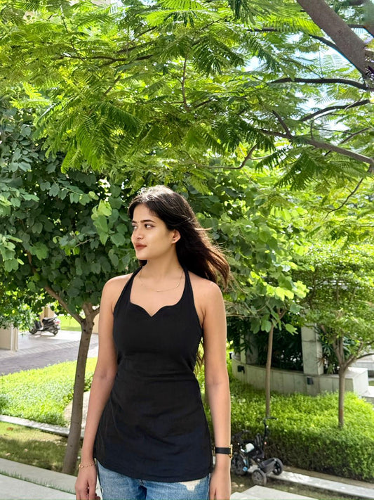 Noir Halter corset Kurti