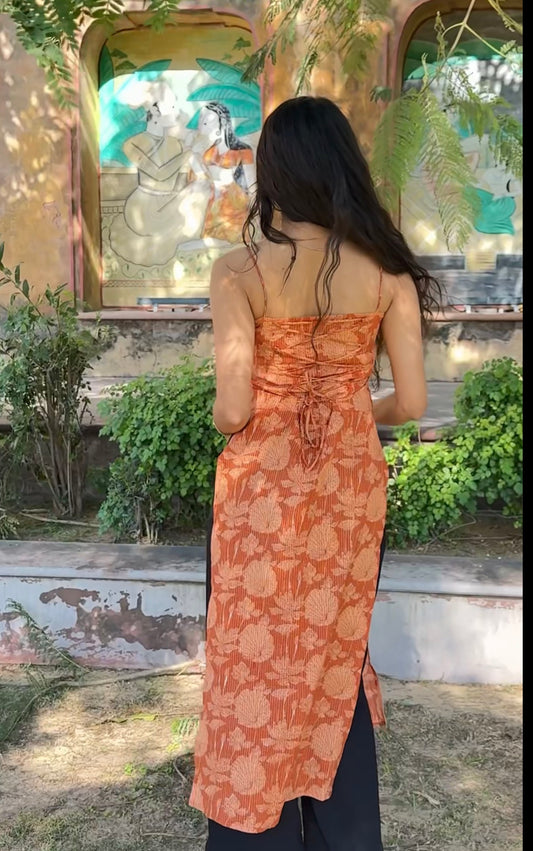 Rust Flora Corset Kurti