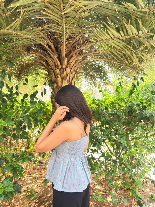 Sky Bloom Peplum Top