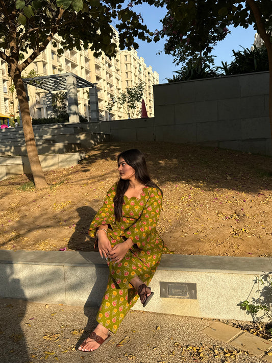 Gulbahar Scallop Cotton Co-ord Set