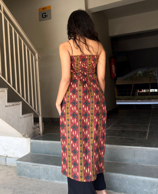 Rust Ikat Corset Kurti