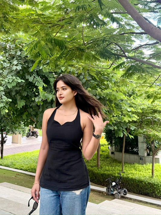 Noir Halter corset Kurti