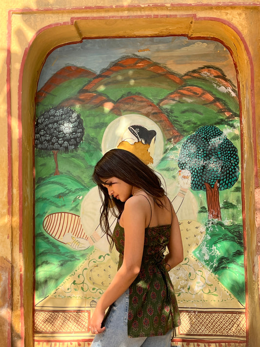 Mehendi Blossom corset kurti