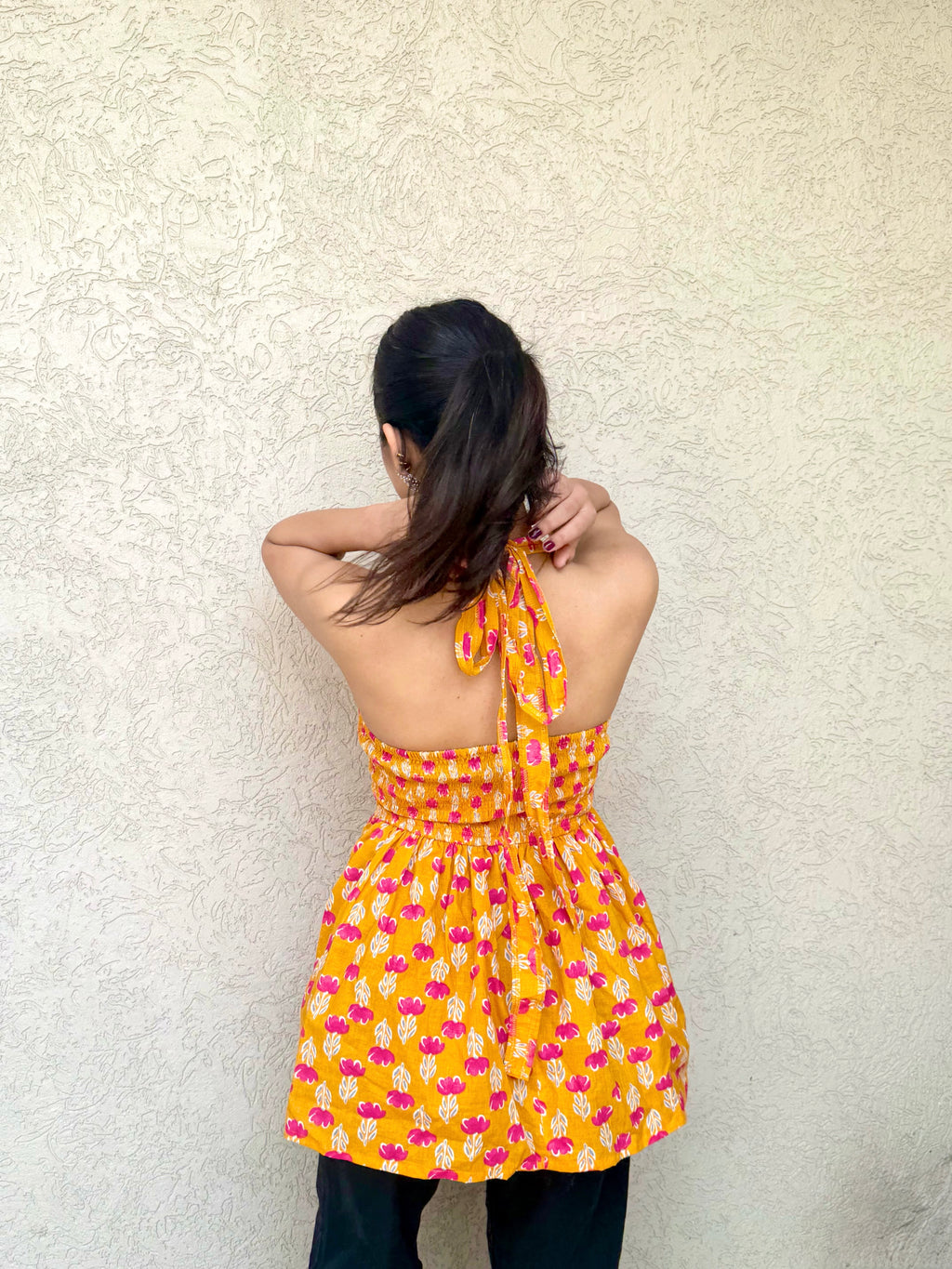 Floral Halterneck Backless Top