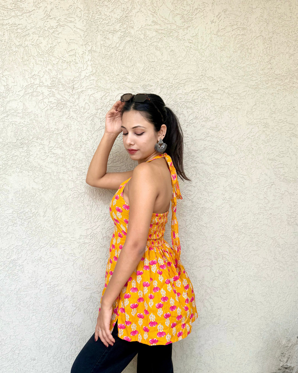 Floral Halterneck Backless Top