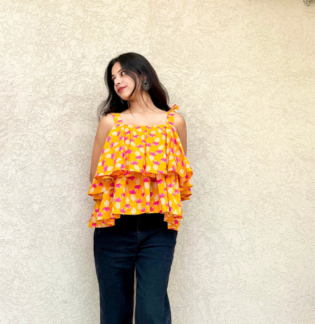 Women's Double-Layer Ruffle Top