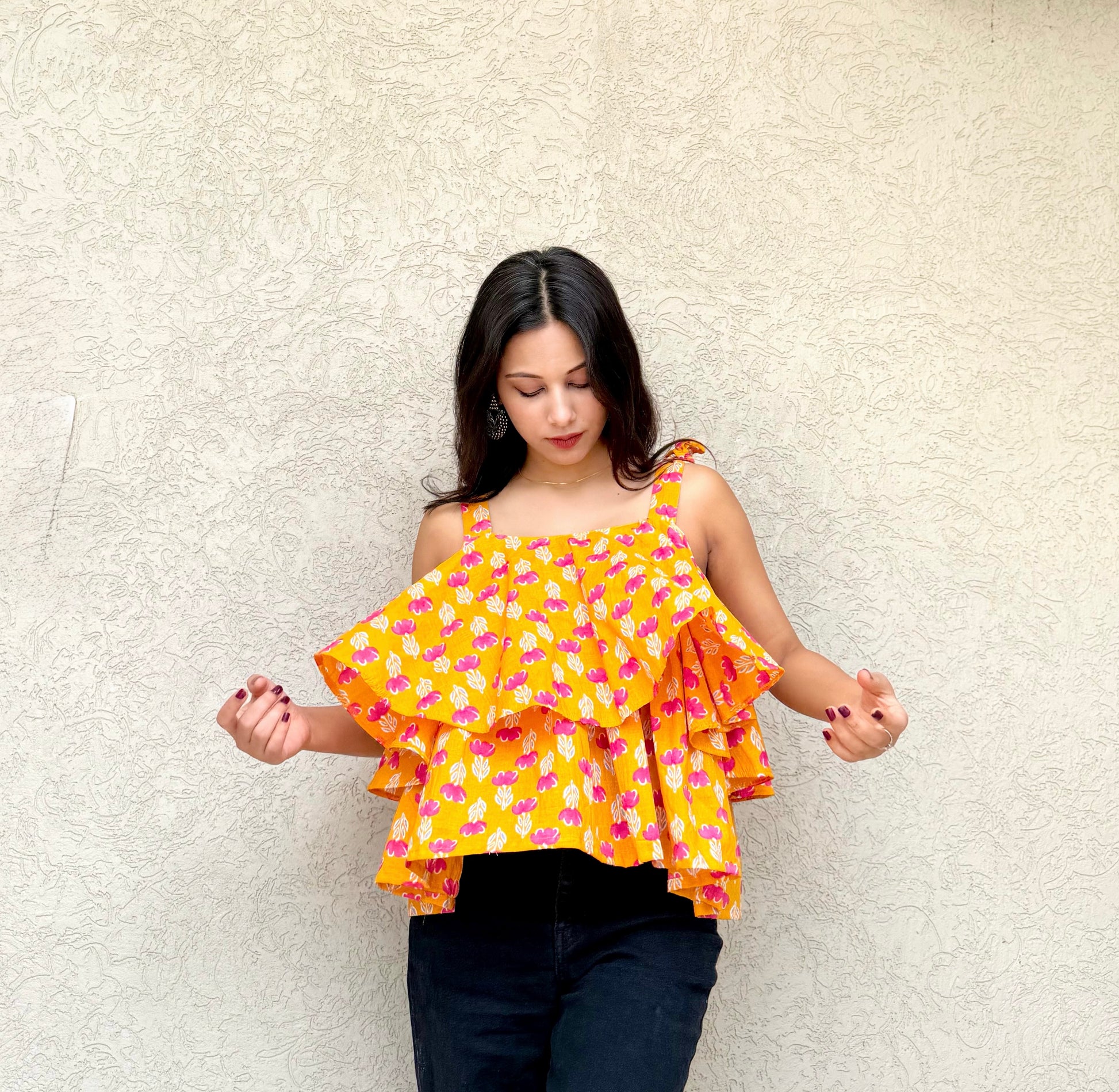 Women's Double-Layer Ruffle Top