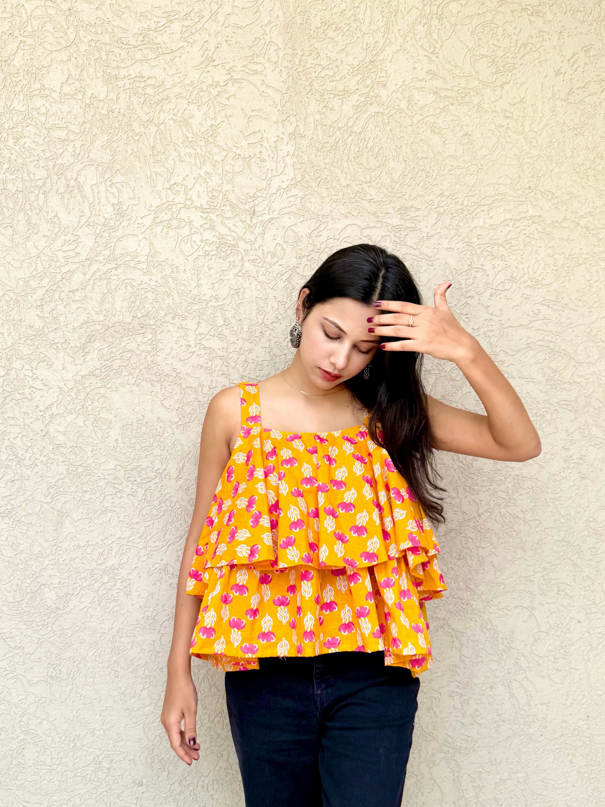 Women's Double-Layer Ruffle Top