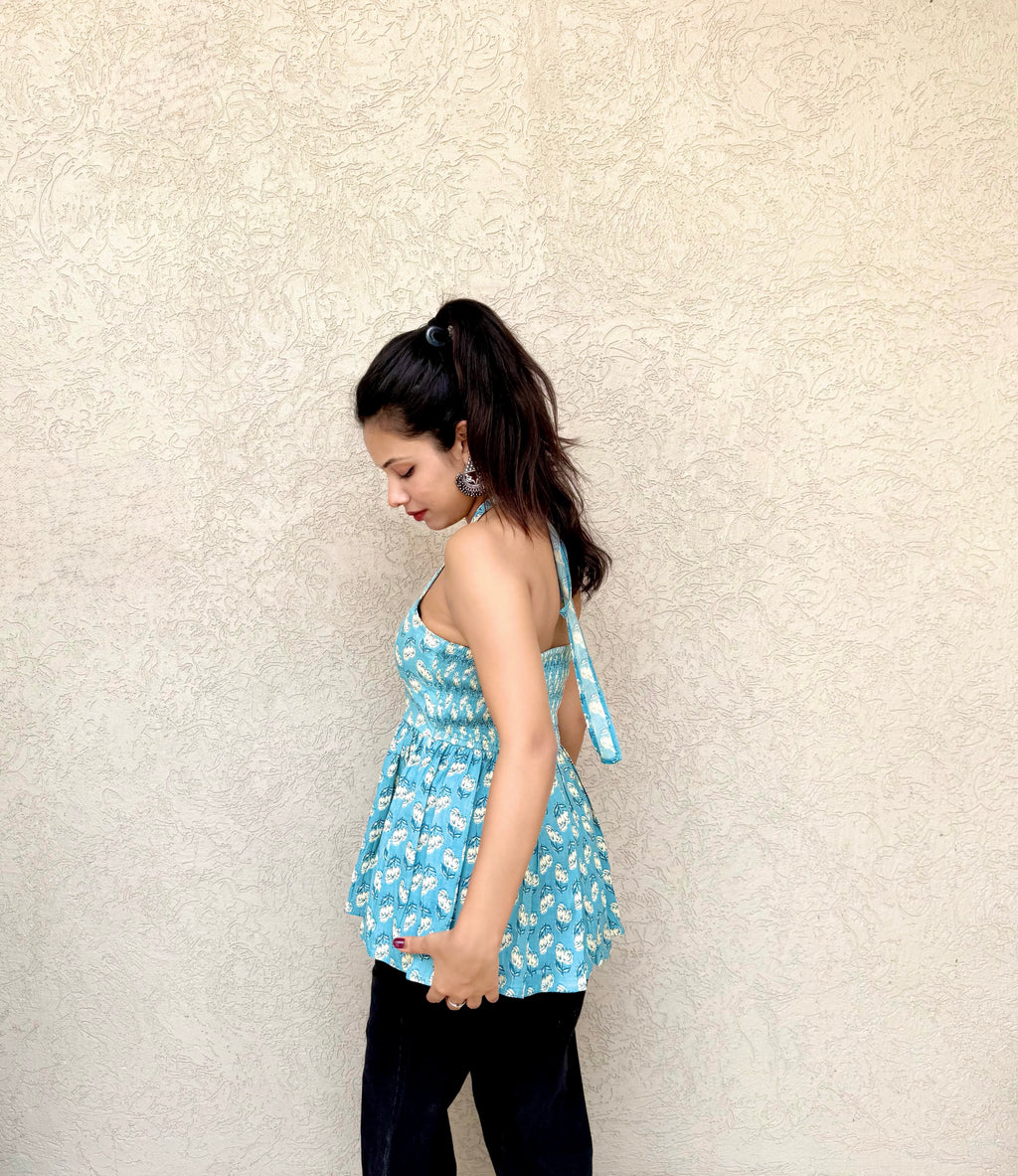 Women's Halter Neck Peplum Top