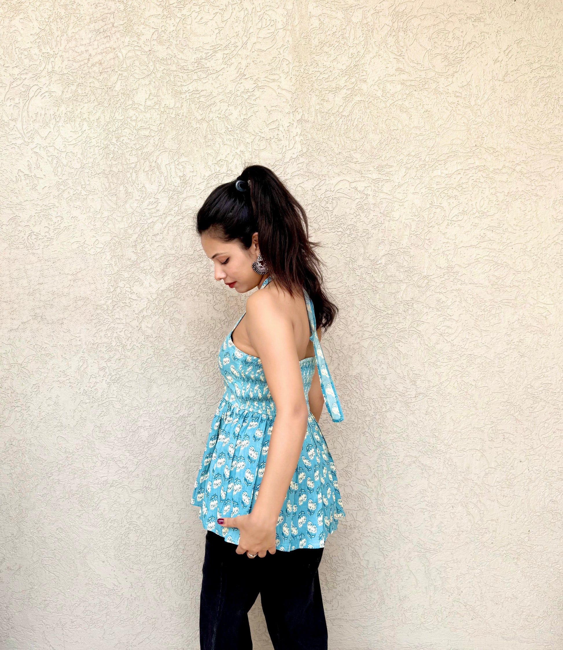 Women's Halter Neck Peplum Top