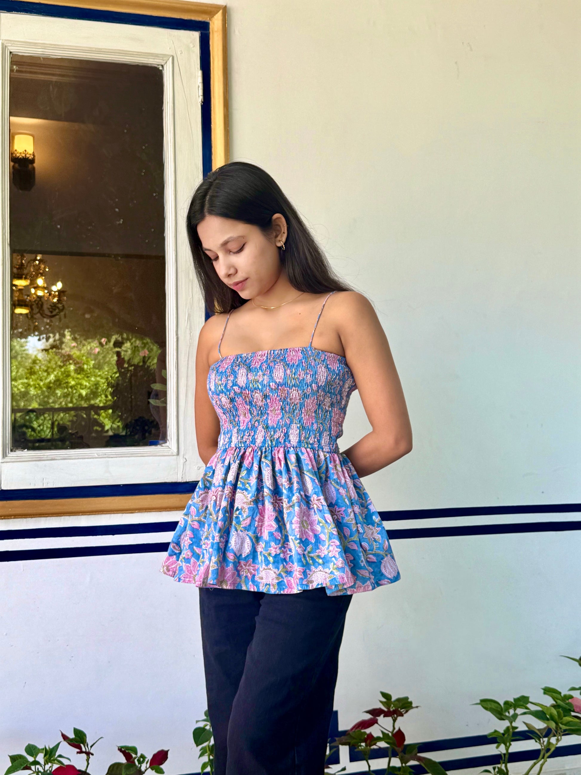 Smocked Peplum Top