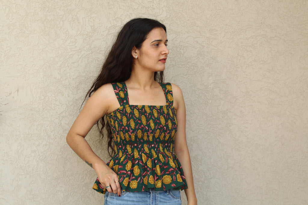 Square-Neck Peplum Top