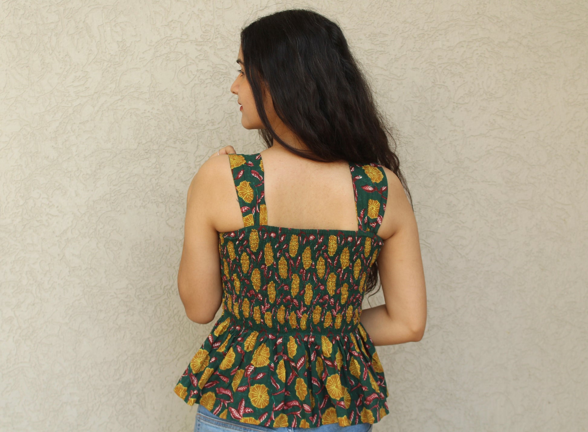 Square-Neck Peplum Top