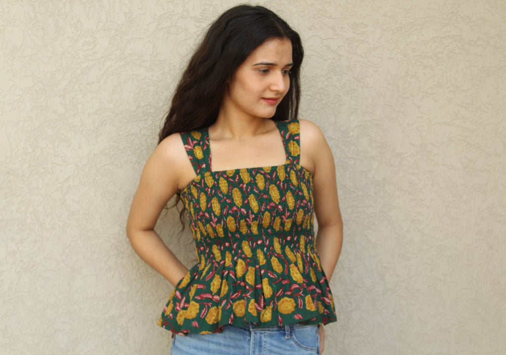 Square-Neck Peplum Top