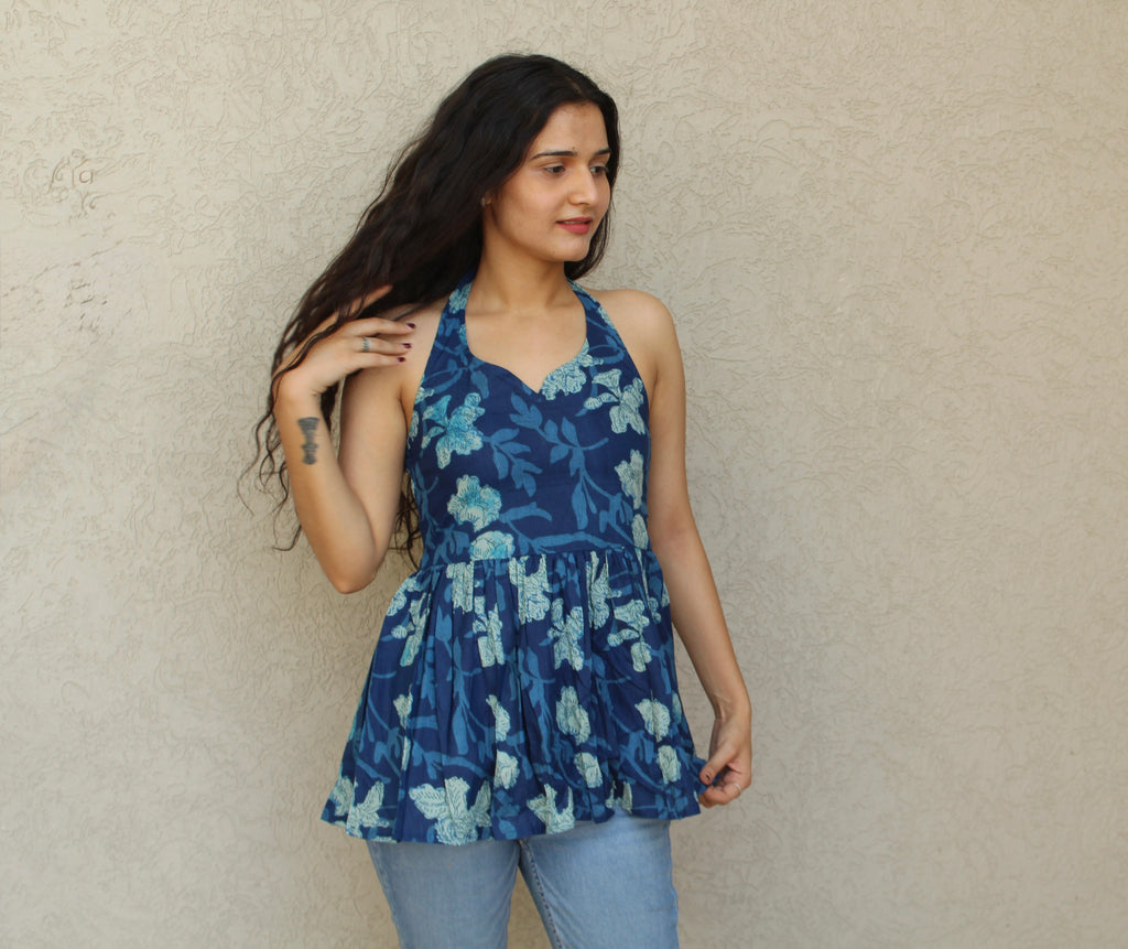 Halter-Neck Peplum Top