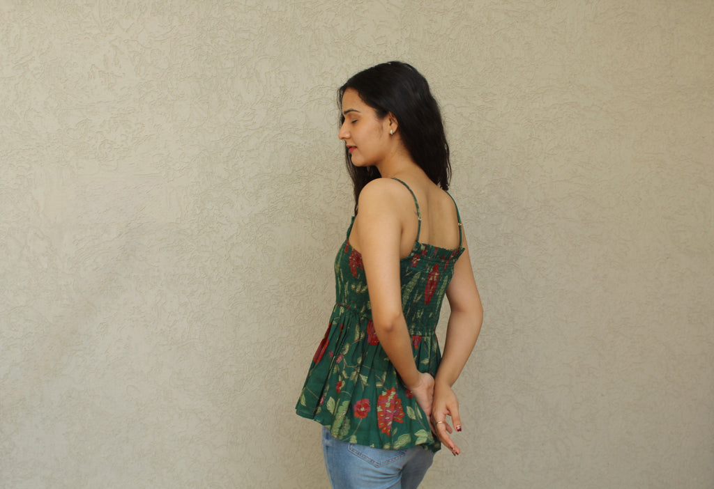 Strappy Smocked Peplum Top