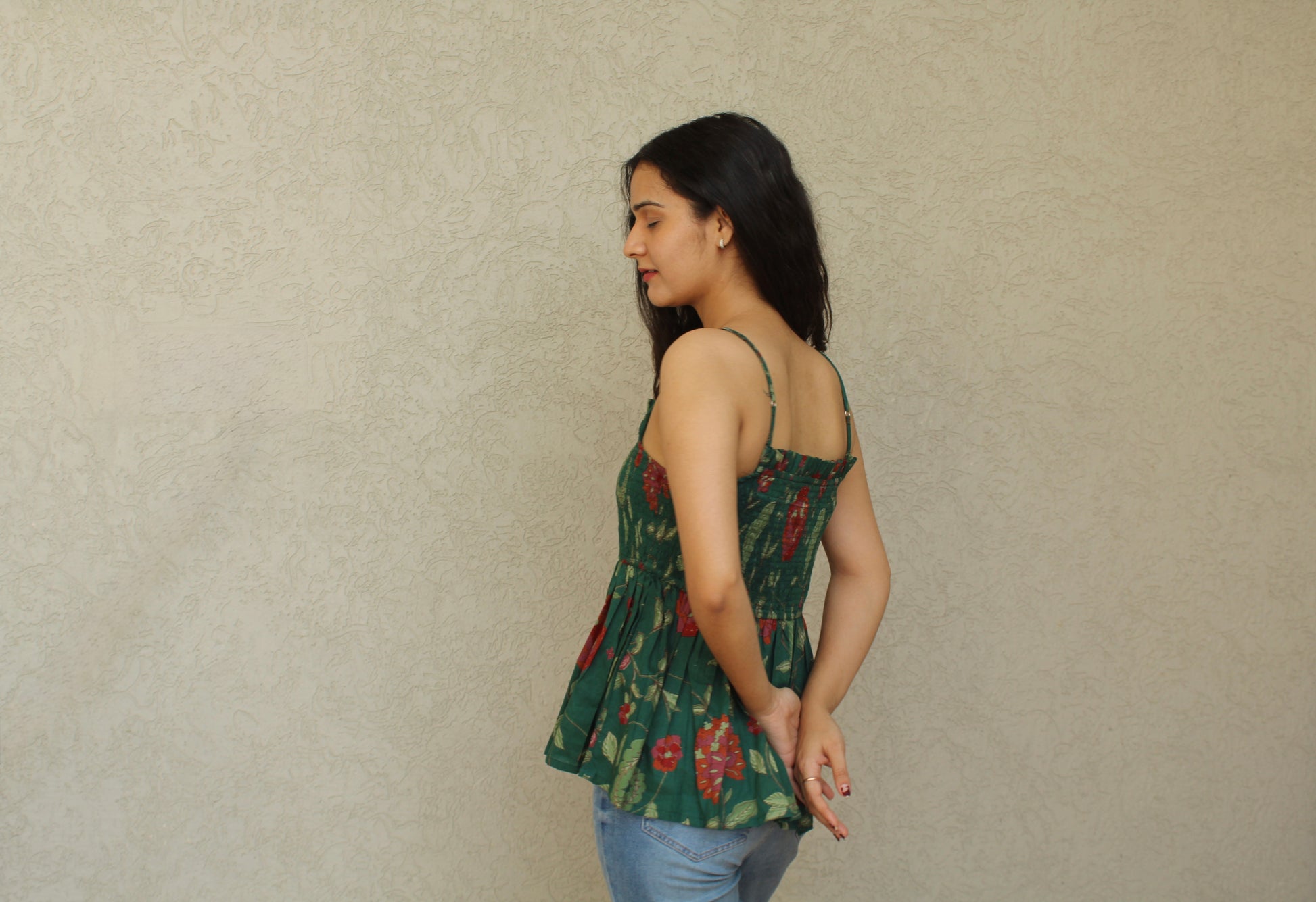 Strappy Smocked Peplum Top