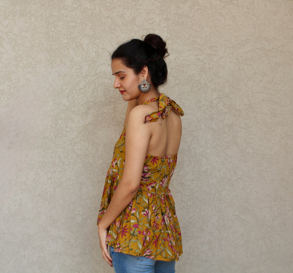 Sleeveless Halter Peplum Top