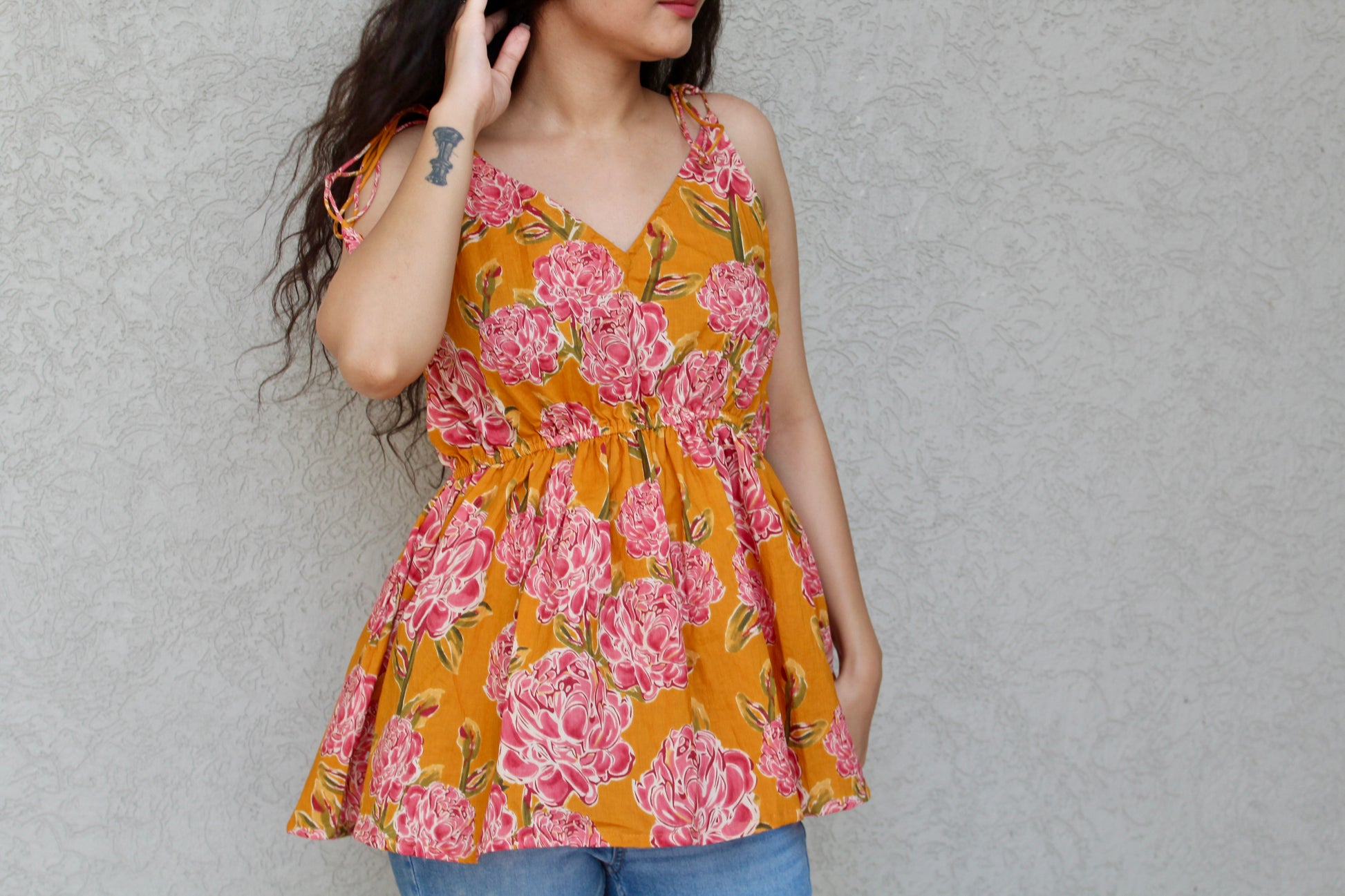 Tie-Strap Peplum Top