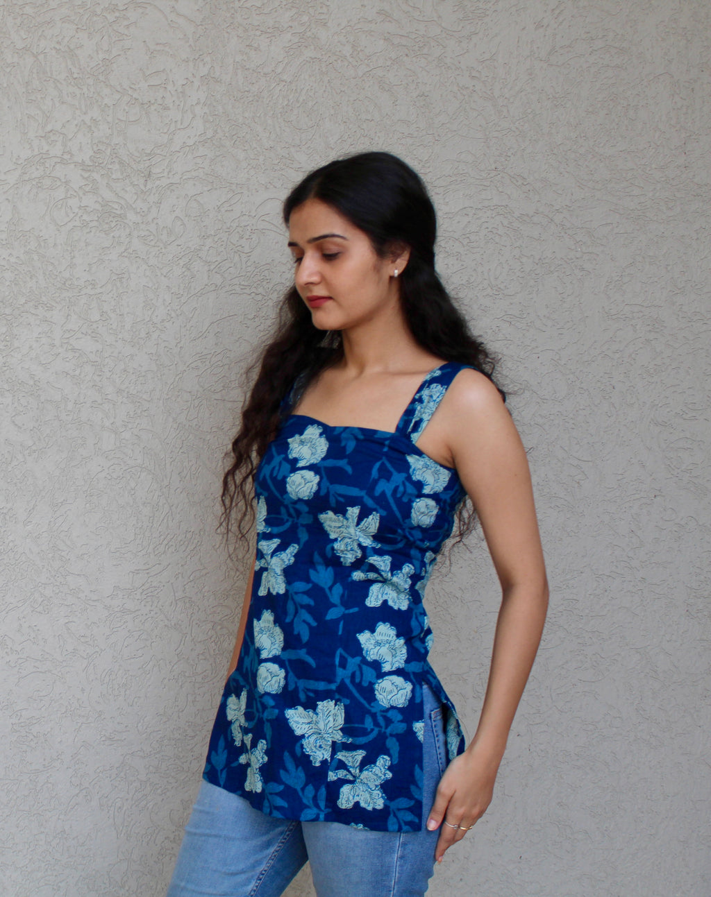 Wide Strap Floral Tunic Top