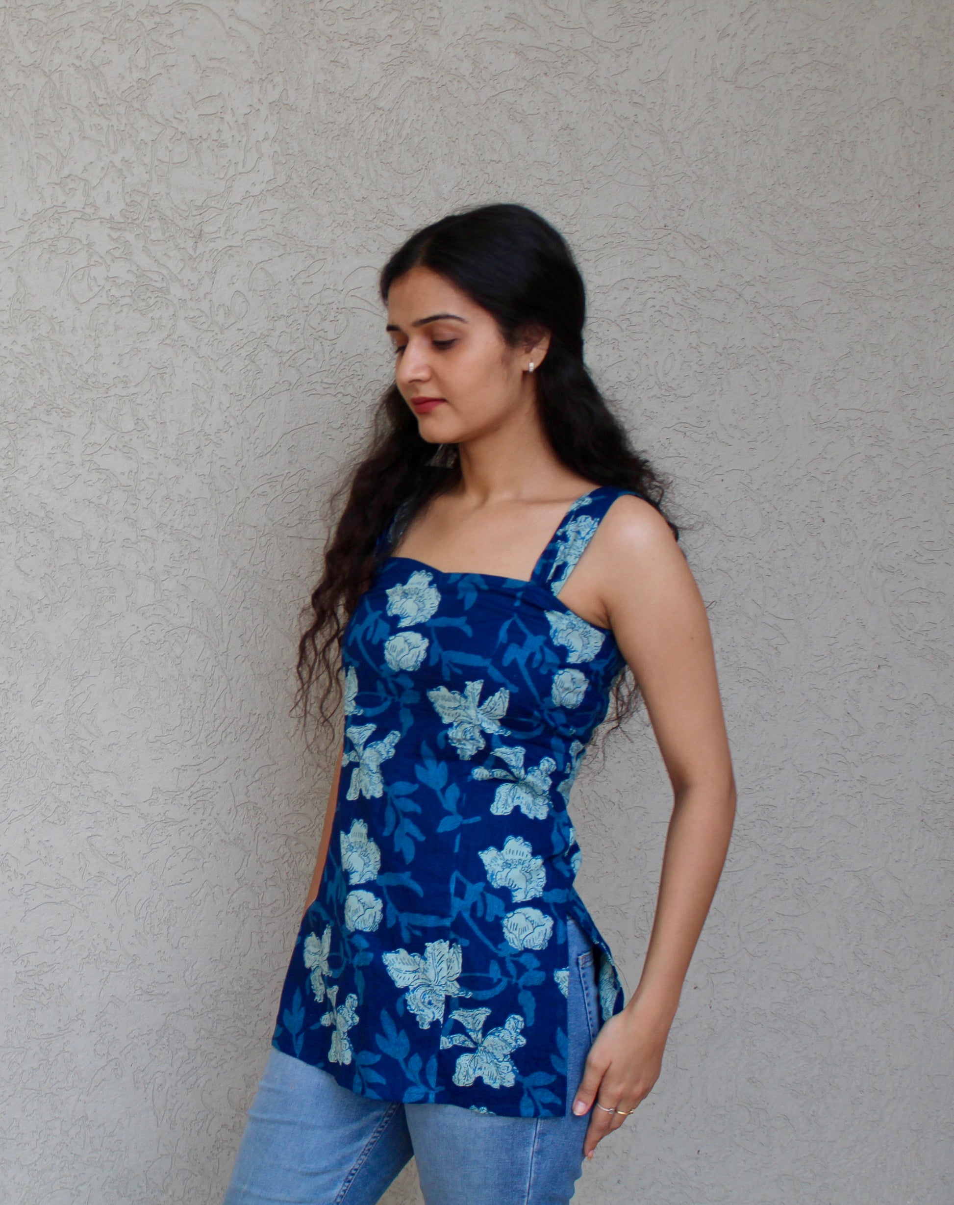 Wide Strap Floral Tunic Top