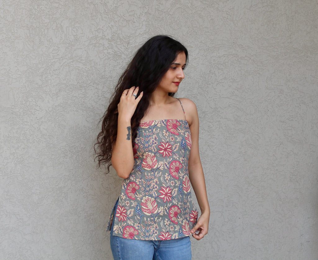 Printed Strappy Tunic Top