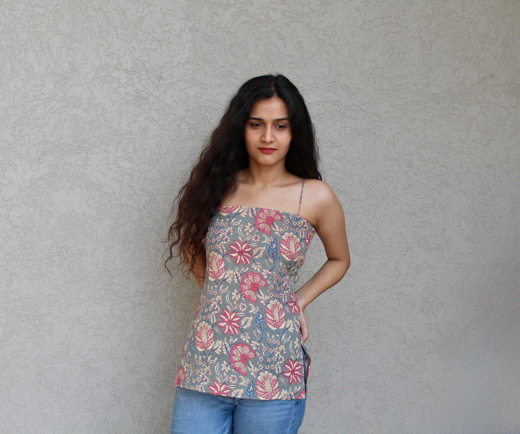 Printed Strappy Tunic Top